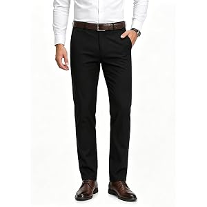 Men's Dress Pants Straight Fit Stretch Wrinkle-Resistant Trousers for Business