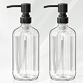 AmazerBath Glass Soap Dispenser, 2-Pack Clear Glass Soap Dispenser with Pump Bronze Rustproof, 17 Oz Bathroom Hand Soap Dispenser Bottle for Liquid Lotion, Kitchen Dish Soap Dispenser
