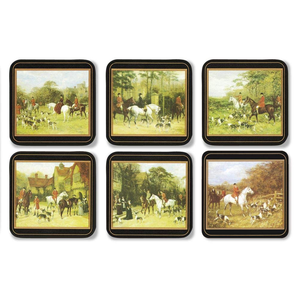 Portmeirion Pimpernel 10.5 x 10.5 cm MDF with Cork Back Tally Ho Coasters, Set of 6, Multi-Colour