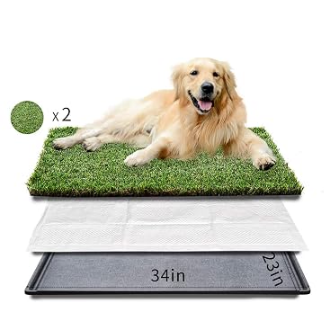 Lot De 2 Toilettes Pour Chien Gazon Artificiel 38 X 63 Cm - Tapis Litière Chiots Entraînement