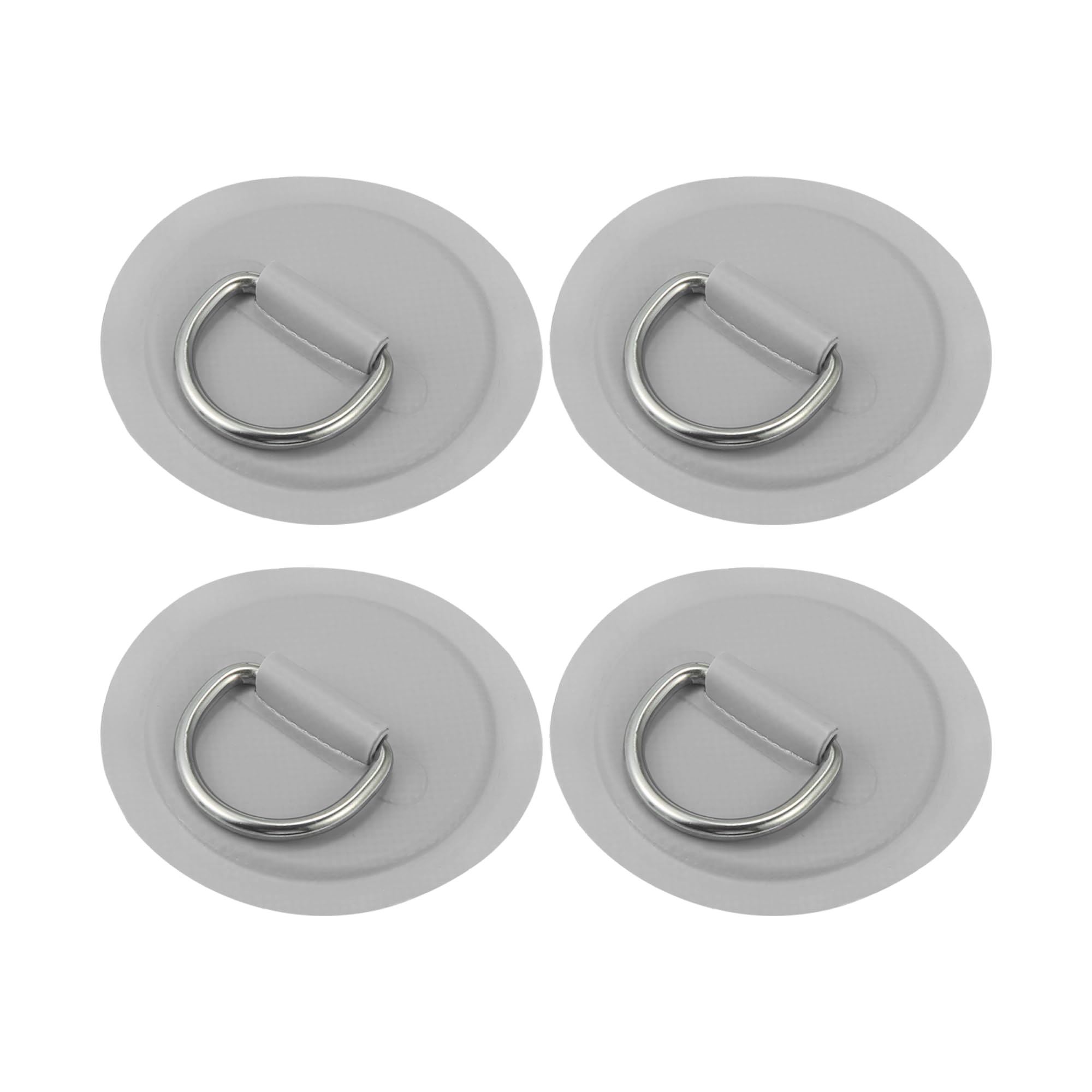 X AUTOHAUX 4pcs 11cm Gray D Ring Patch Pad PVC Stainless Steel for Surfboard