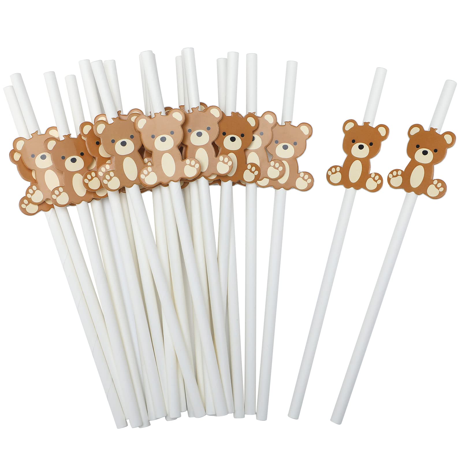 Photo 1 of 100 Pcs Bear Paper Straws Little Cutie Snowflake Disposable Drinking Paper Straws for Little Cutie Baby Shower Decorations Supplies Birthday Party Decorations, 0.24 x 7.76 Inch(Bear)