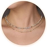 GDLKPYHS Beaded Necklaces for Women - 3mm Handmade Natural Stone Choker Healing Crystal Necklace Layered Gold Necklaces for Women Dainty Necklace Jewelry Gifts