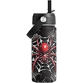 FAIVHSO Spider Gifts for Boy, 16 oz Water Bottles with Straw Lid, Spiders Webs Stainless Steel Insulated Water Bottle, Spider Cup Gifts for Birthday Christmas(1pcs)