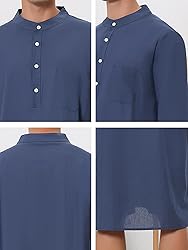Lars Amadeus Men's Navy Nightshirt Sleep Shirt