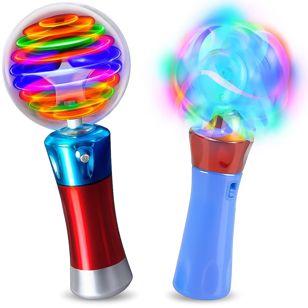 Photo 1 of ArtCreativity Light Up Magic Ball Wand & Spinning Light Wand Set – LED Light Spinner Wands for Kids, Includes Flashing Light Up Spinner, Thrilling Colors, and Batteries Included