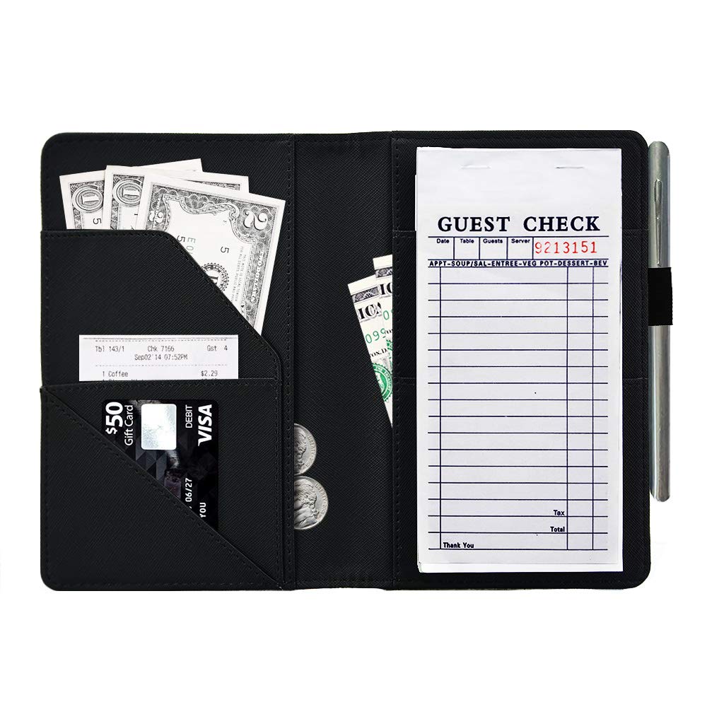 Menesia Server Book Organizer for Waitress,Leather Waiter Serving Book