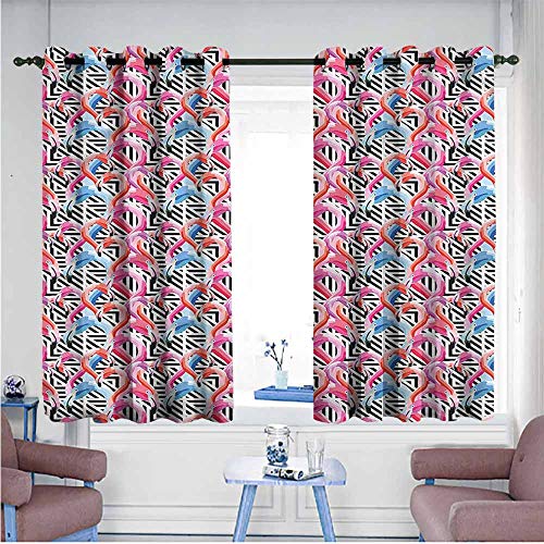 Mdxizc Bedroom Curtain Flamingo Watercolor Geometrical Girl Room