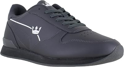 Crown King Mens Womens Leather Bowling Shoes Lace Up Touch Fasten Grey UK10