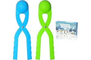 JEEFUD Snow Toys, Snowball Maker Snow Ball Shaper Molds with Handle for Kids Outdoor Indoor Winter Snowball Fight Maker Tool Clip Snow Games for Toddlers Boys Girls Ages 4 5 6 7 (Set of 2,Green,&Ocean Blue)