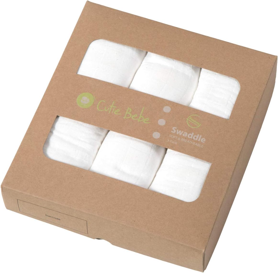 Cutie Bebe Nursery Muslin Swaddle Blanket Set- Large Bamboo Receiving Blanket for Newborn, Baby Girl or Boy Unisex, 47" x 47" (3 Pack, Pure Plain White)