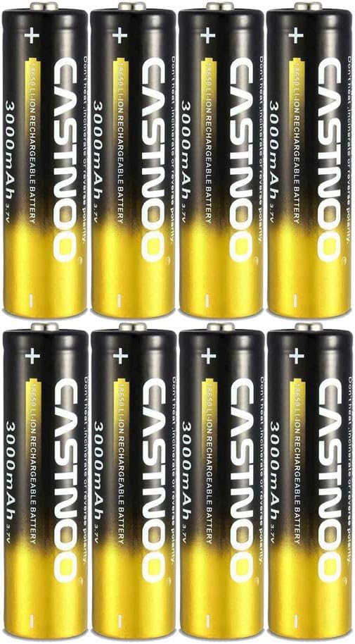 8 Pack 3000mAh 3.7V Rechargeable Lithium Ion 18650-Battery for LED Flashlights Toys