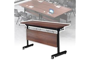 HSHBDDM Conference Table, Folding Conference Room Tables With Flip-Top Design, With Caster Rectangular Modular Conference Room Table, for Office Conference Room Training Room 47x20x30in( WxDxH) 1PCS-Walnut
