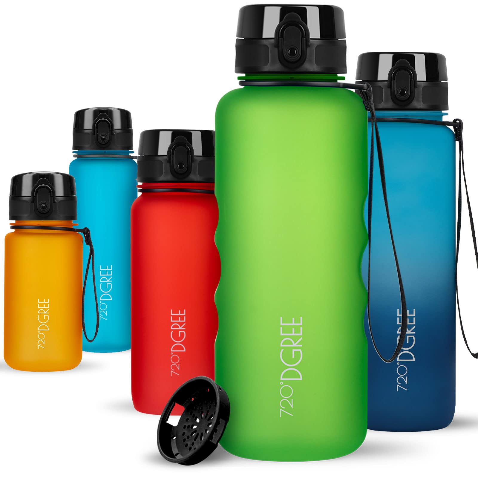 720°DGREE Water Bottle 1.5l “uberBottle“ softTouch +Sieve - BPA-Free, Leakproof, Reusable Drinking Bottle - XL Sports Bottle for all Day Hydration, Gym, Fitness, Office, University, Hiking, Travel