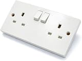 Status 13A Double Gang Switched Wall Socket White UK Plug Faceplate