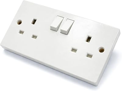 Status 13A Double Gang Switched Wall Socket White UK Plug Faceplate