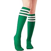 Joulli Women's Knee High Athletic Socks Stripe Tube Outdoor Sport Socks 1-3 Pairs