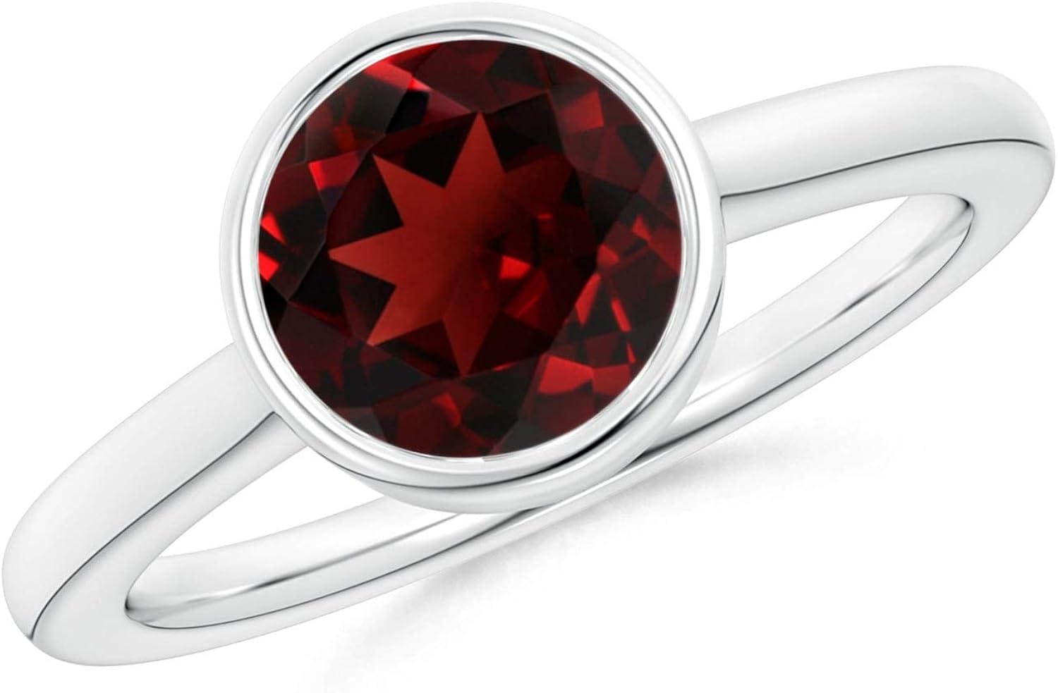 BezelSet Round Solitaire Engagement Ring in 14K White Gold (8mm