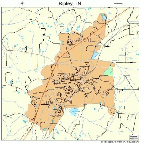 Amazon.com: Large Street &amp; Road Map of Ripley, Tennessee TN - Printed poster size wall atlas of ...