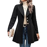 Mywinway Wool Coats for Women Fall Winter Trench Coat Peacoat Long Tweed Blazer Jackets Outwear