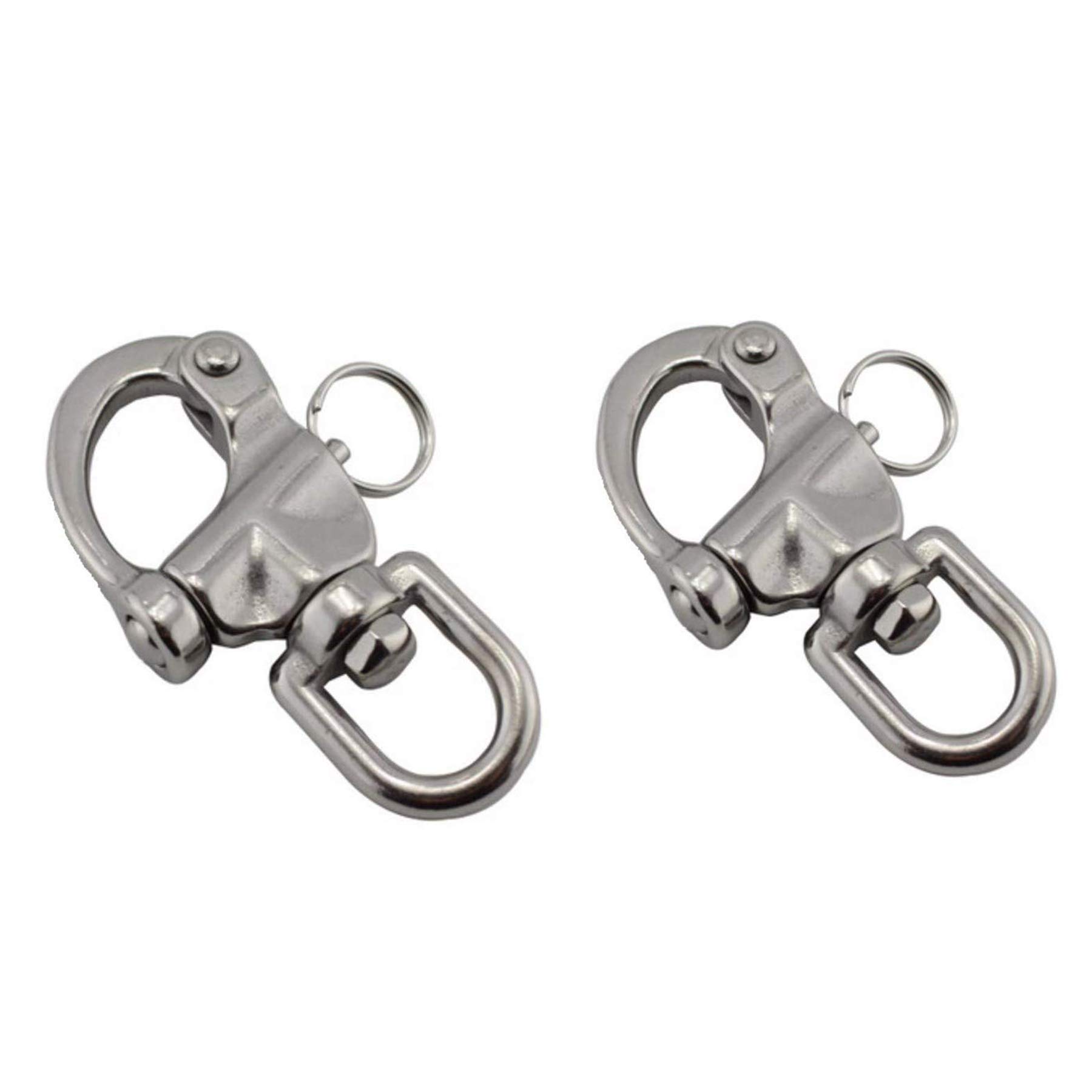 NRC&XRC 2-3/4" Swivel Eye Snap Shackle Quick Release Bail Rigging Sailing Boat Marine Stainless Steel Clip Pair