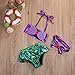 3Pcs Kids Baby Bowknot Mermaid Bikini Set Top+Briefs+Headband Bathing Suit (90, Purple+Green)