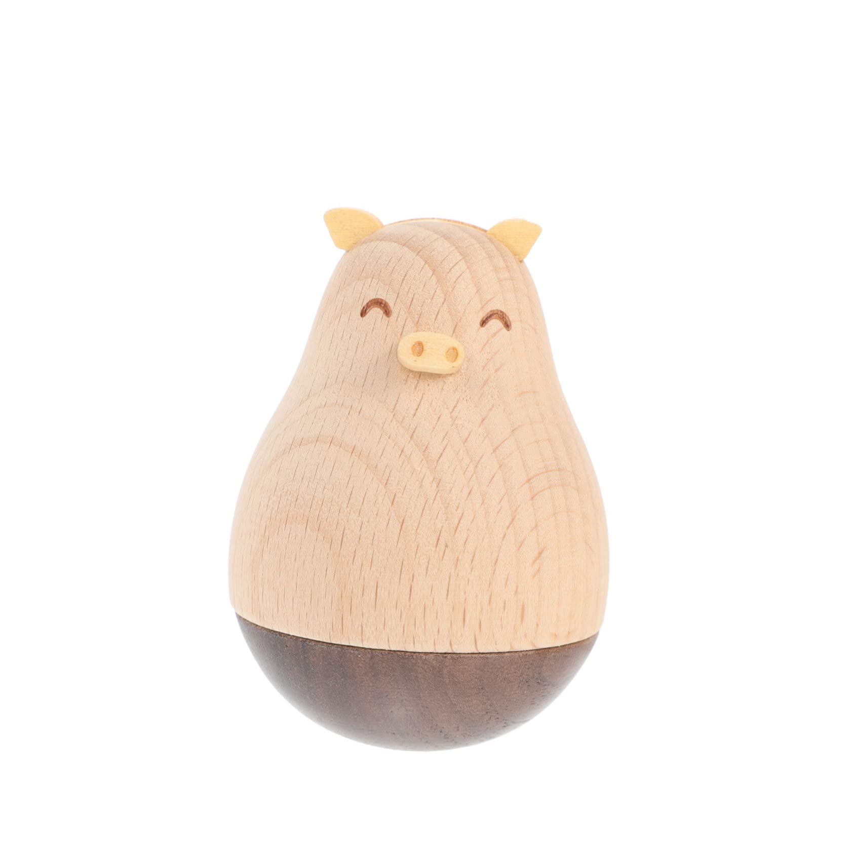 Wood Animal Tumbler Statue Decor for Home and Office - Charming Small Pig Figurine Perfect for Living Room Wedding and Party Decoration