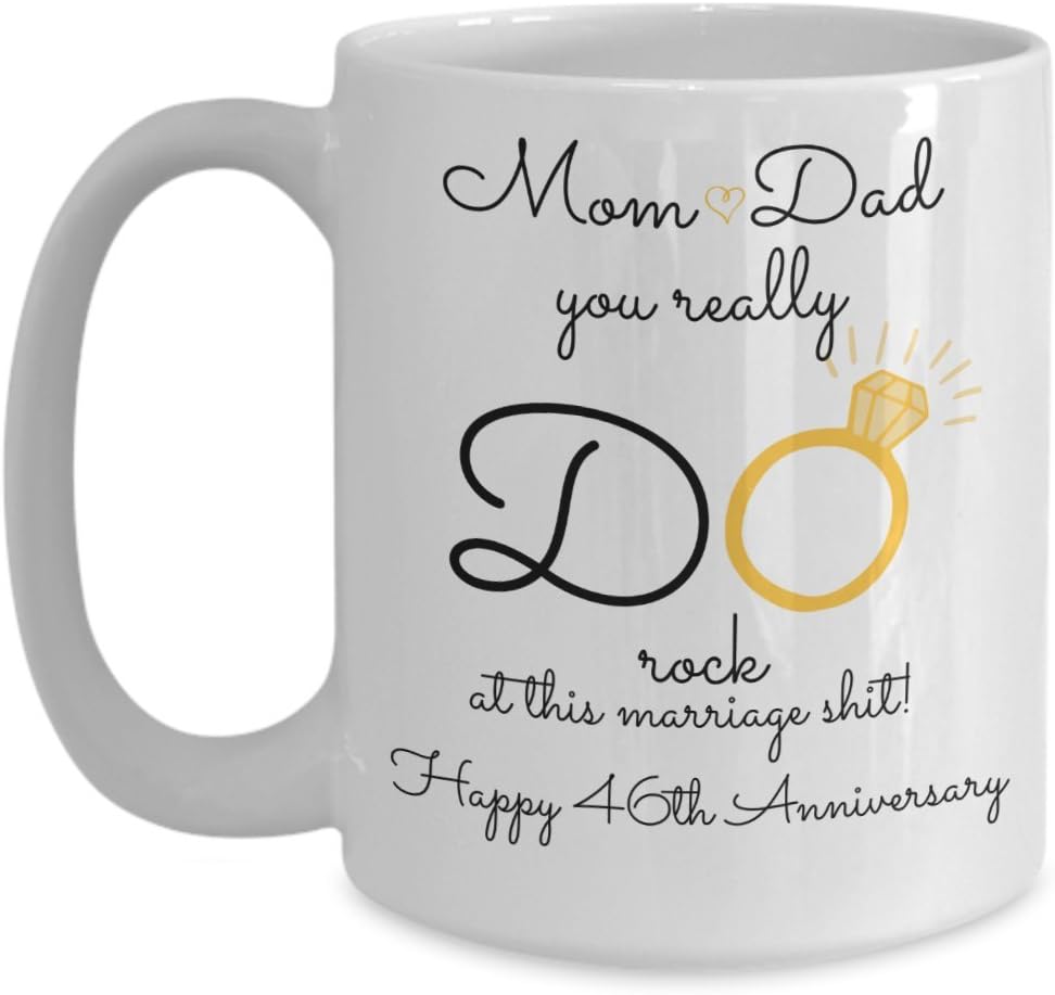 Amazon Com 46th Wedding Anniversary Gift For Parents Mom And Dad Best Happy 46 Th Yr Forty Six Forty Sixth Year Unique Fun Ideas From Kids Son Daughter Coffe Kitchen Dining