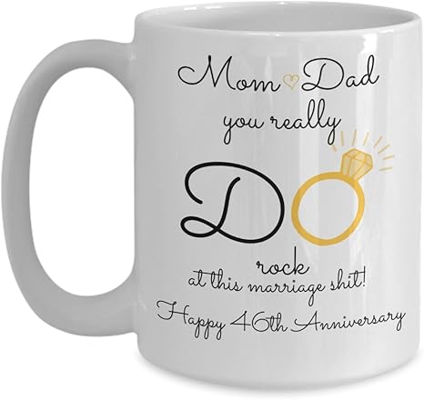 Amazon Com 46th Wedding Anniversary Gift For Parents Mom And Dad Best Happy 46 Th Yr Forty Six Forty Sixth Year Unique Fun Ideas From Kids Son Daughter Coffe Kitchen Dining