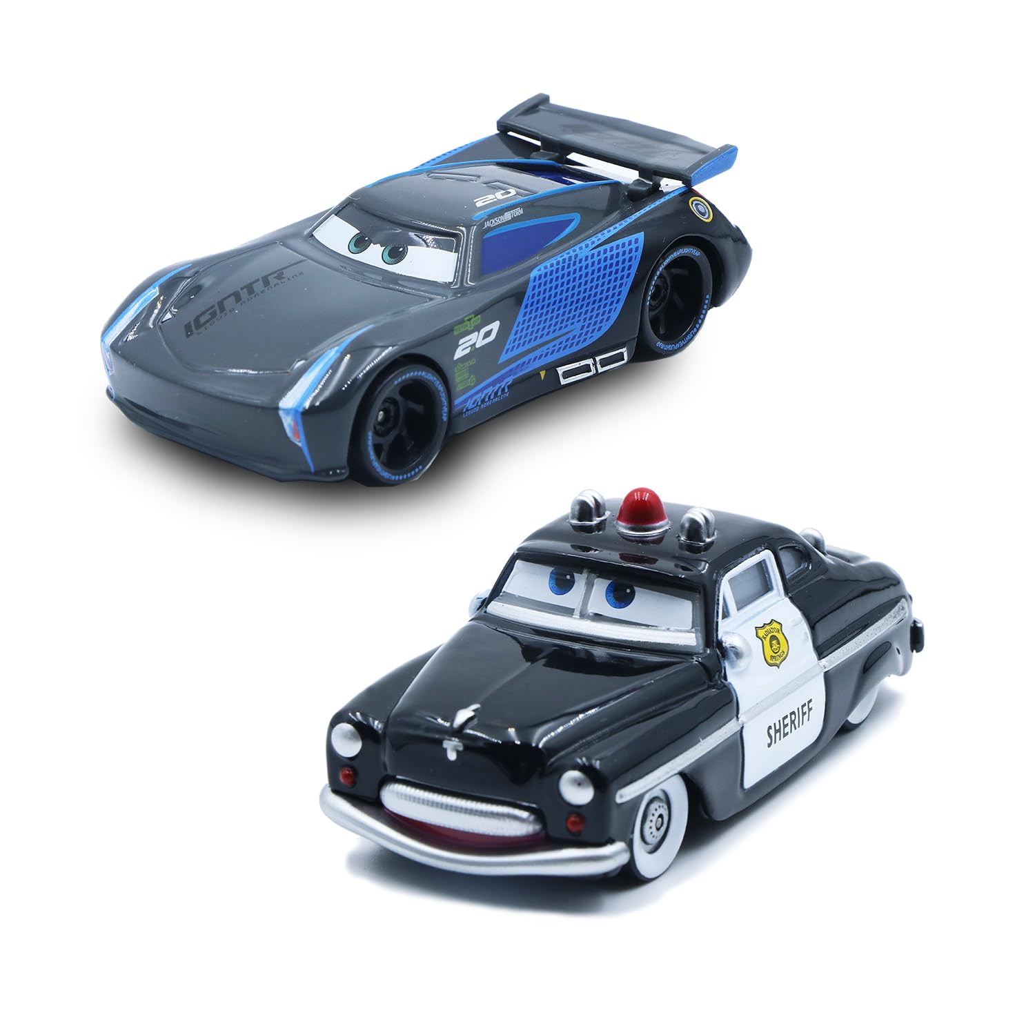 2PCS Portable Small Toy Car 1:55 Diecast Model Metal Body Racers for Preschool Kids 3+ Year Boy Gift (Sheriff+Black)