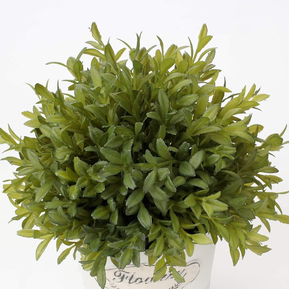 Artificial Boxwood Topiary Faux Topiary Tree Small Topiary Plants Fake Cedar Ball Shaped Topiary Plants in Metal Pot for Home Farmhouse Fireplace Indoor or Outdoor Decor -