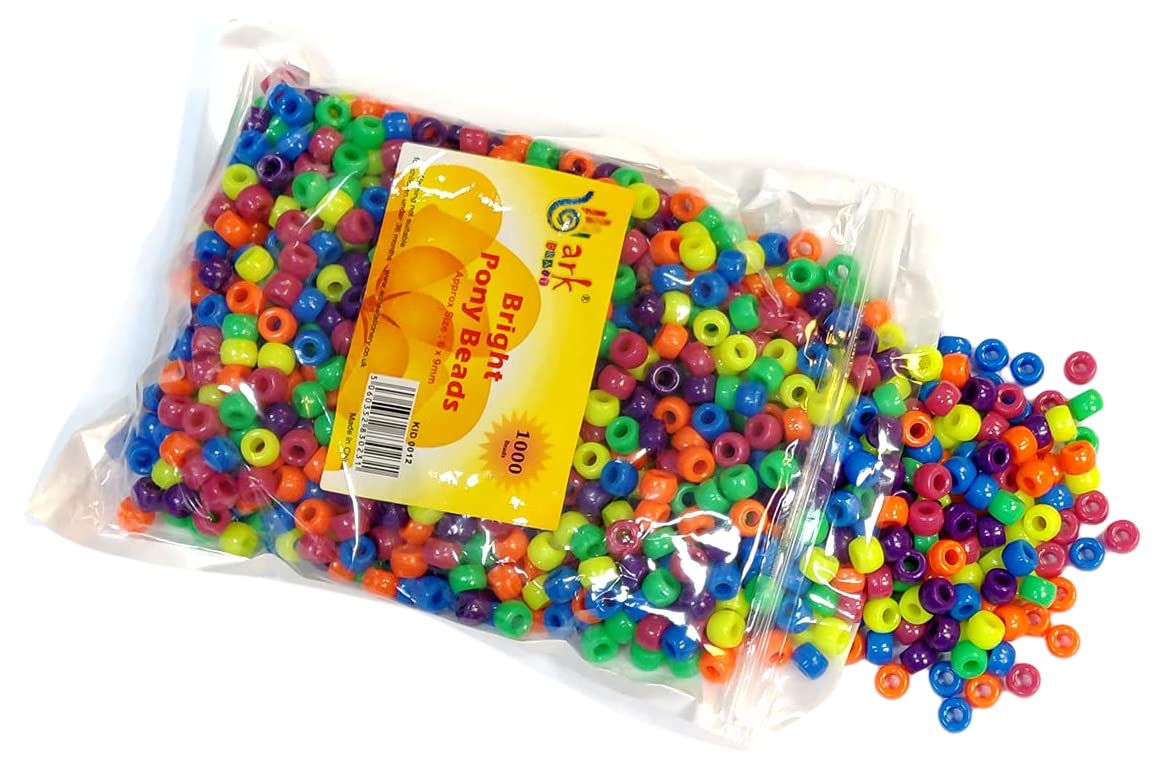 Ark Craft Bright Pony Beads Assorted Colours - 1000PCS (KID0012)