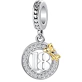 DWJSu Sweet Number 16 18 21 40 50 Birthday Dangle Bead Gold Butterfly Charm for Women's Charms Bracelet Anniversary Meaningful Numbers Gift