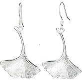 Helen de Lete Ginkgo Leaf 925 Sterling Silver Drop Earrings for Women