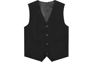 A&J DESIGN Boy's 4 Button Formal Suit Vest Dress Waistcoat with Pockets, Size 6-16 Years
