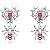 PROESS Spider Earrings Dangle for Women 925 Sterling Silver Halloween Spider Earrings Studs Jewelry Gifts for Her