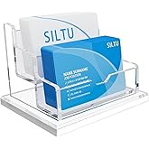 SILUT Business Card Holder for Desk, Horizontal Business Clear Card Holder, Clear Business Card Holder, Acrylic Card Holder, Business Card Organizer, Business Card Display - 2 Slot
