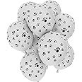 DelightBox Paw Prints-A-Round Biodegradable Latex Balloons, White with Black paw prints All-Around, 11-Inch (12-Units)