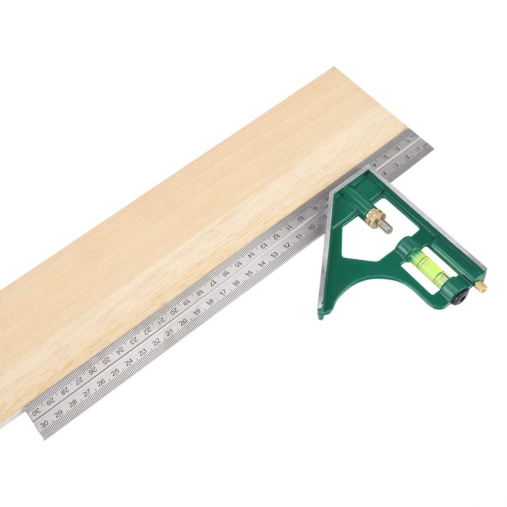 12Inch/300mm Combination Square Set Kit With Bubble Level Adjustable Engineers Right Stainless Steel Angle Ruler 45/90 Degree Combo Carpentry Carpenter Woodworking Tools Metal Ruler Framing T Ruler
