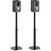 Pegzone Height-Adjustable Speaker Stand Pair from 28.6" to 46.1",22lbs Capacity,Bookshelf Speaker Stands for Surround Sound, Two Feet Avaliable, Easy Installation, Black