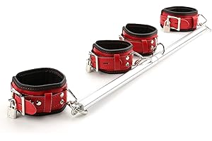 SOVYIME Black Adjustable Spreader Bar Set with 4 Adjustable PU Pink Straps Sports Training Fitness Gear Home Indoor Gyms