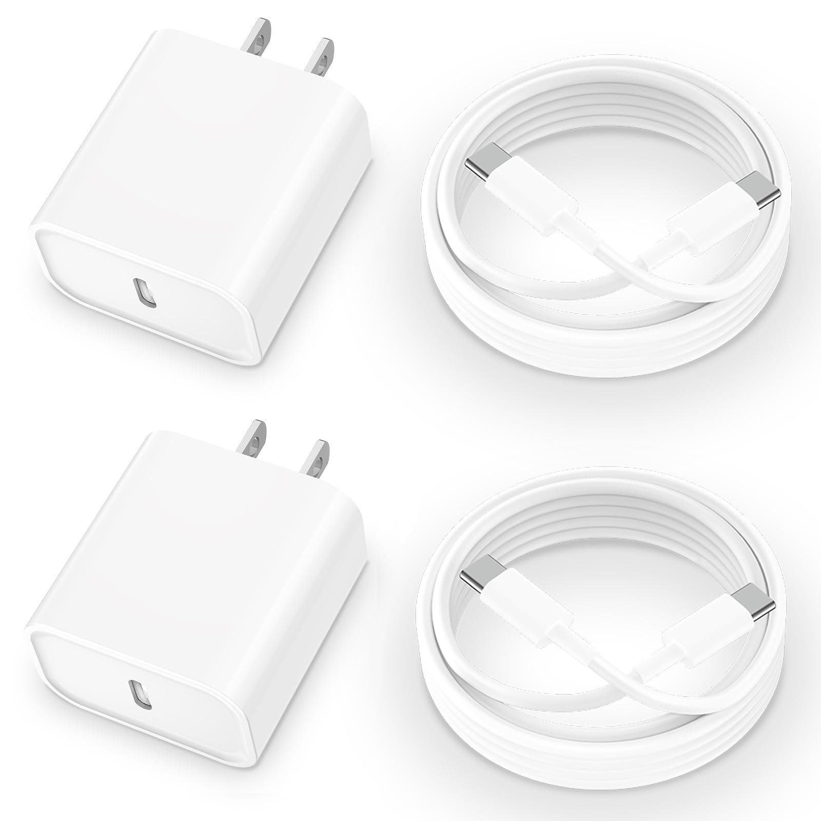 Photo 1 of [Apple MFi Certified] iPhone 17 16 Charger Fast Charging, 20W USB C Fast Charger Block with 2Pack 6ft Long USB C Charging Cable Cord for iPhone 17/Air/17 Pro Max/16 Plus/16 Pro/15 Plus, Airpods, iPad