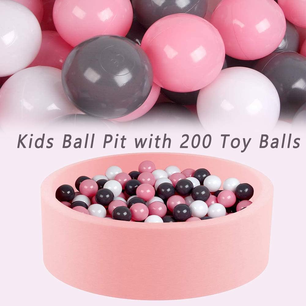 Triclicks Baby Kids Children Ball Pit with 200 Balls, 90 x 30cm / 200 Balls โ
7Cm, Soft Toddler Play Round Ball Pool For Indoor and Outdoor, Pink