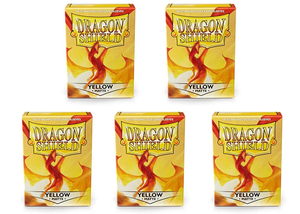 5 Packs Dragon Shield Matte Yellow Standard Size 100 ct Card Sleeves Value Bundle! — image 1