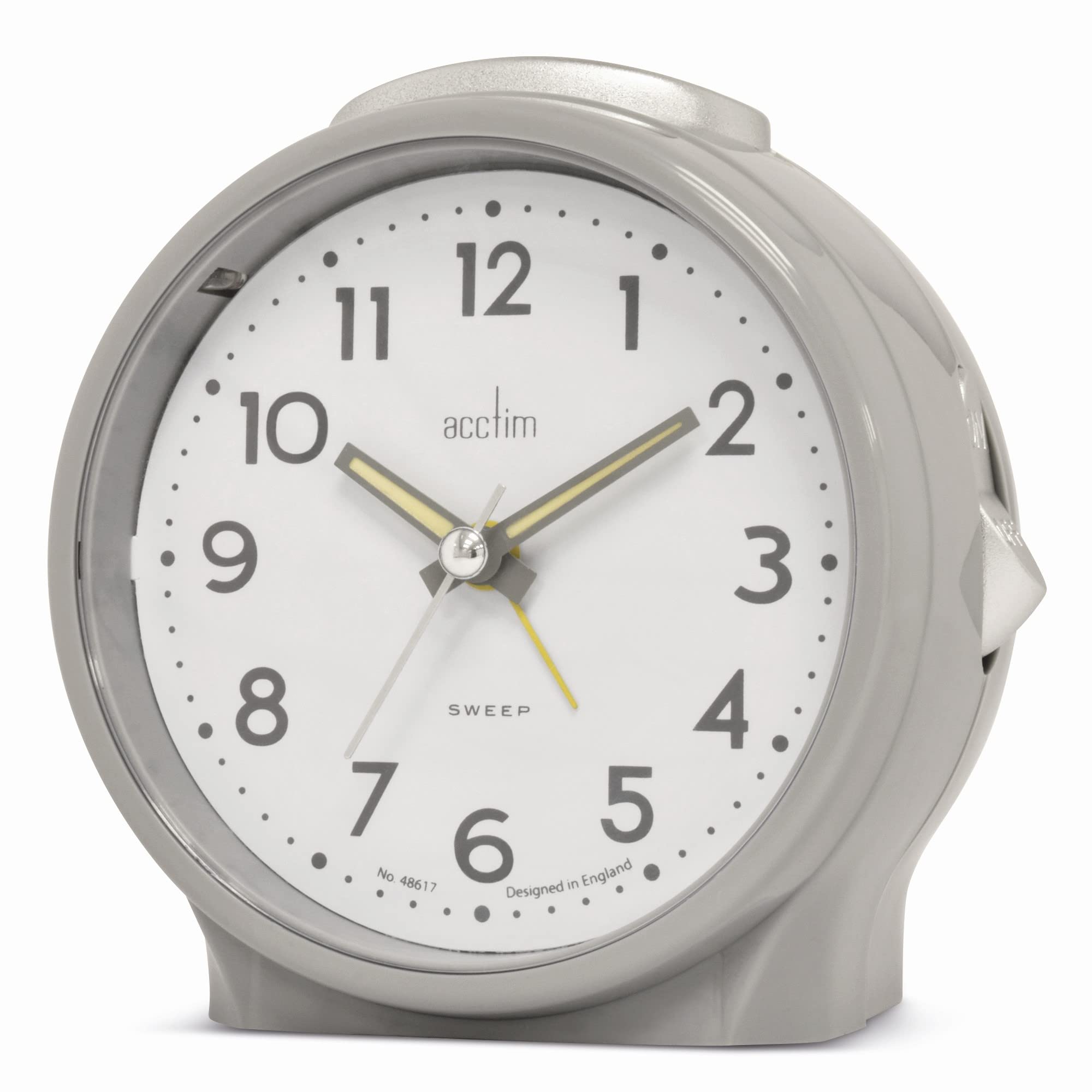 Acctim Elsie Analogue Alarm Clock Non Ticking Sweep Luminous Hands Powder (Pigeon Grey)