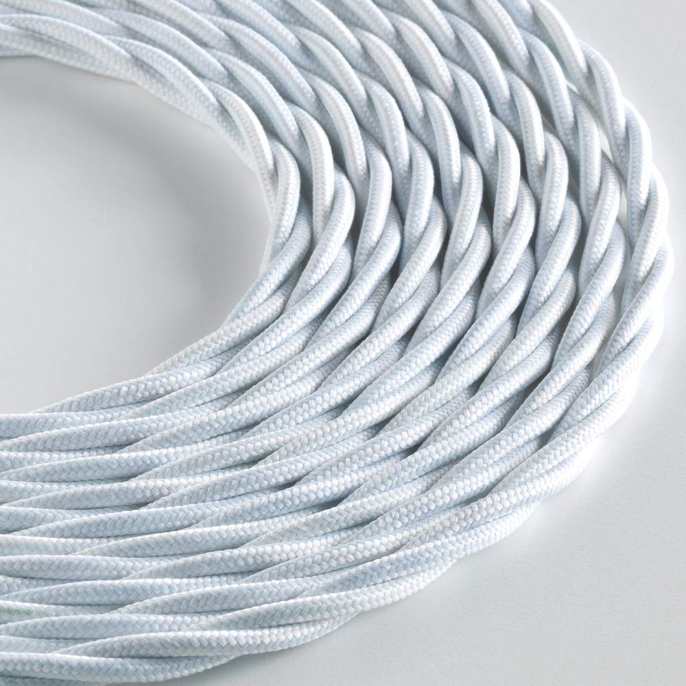 Klartext LUMIÈRE Braided Textile Cable for Lighting 3 x 0.75 mm Matte White 5 m Attention: Earth Cable Included! Maximum Anti-Shock Safety!