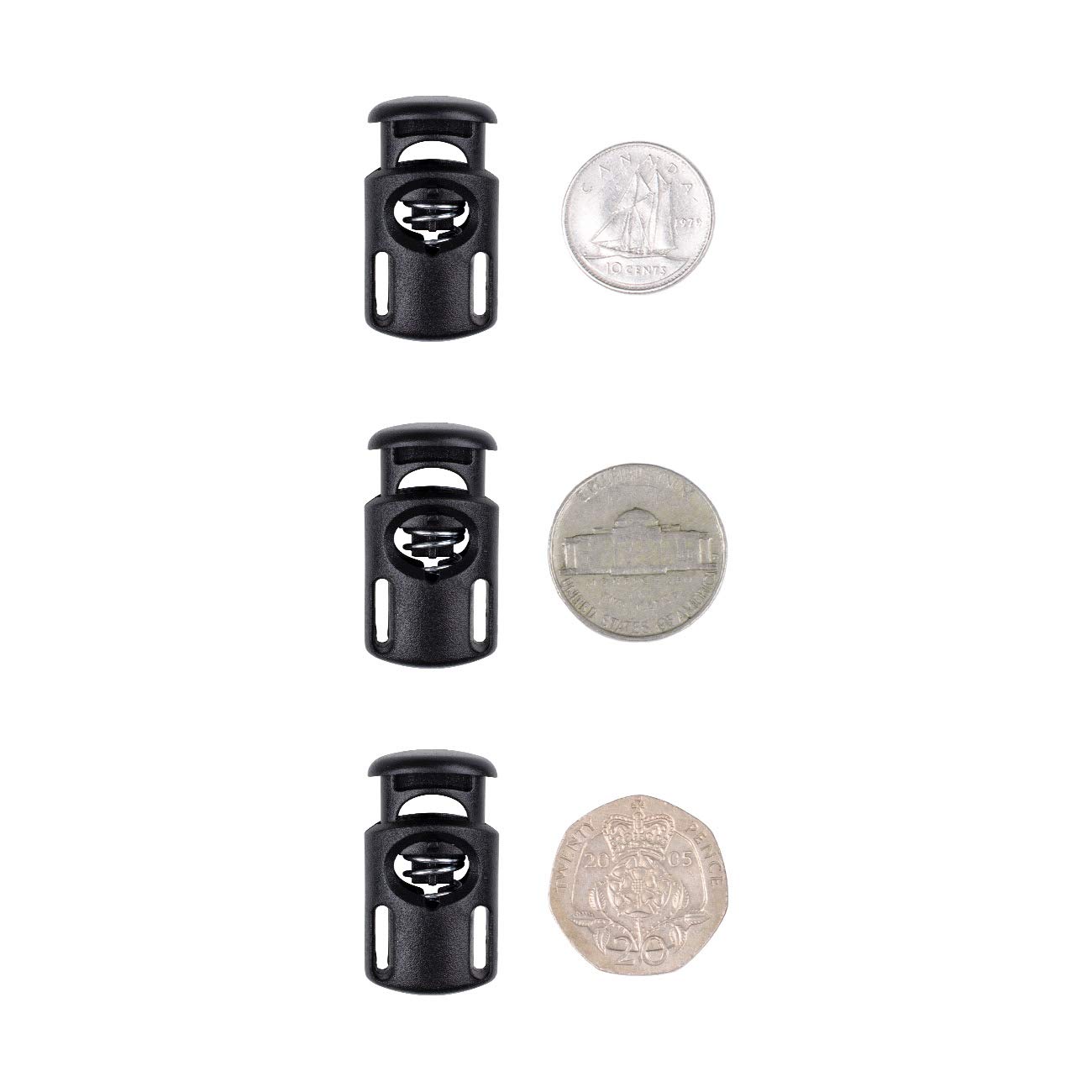 DYZD Plastic Cord Locks End Spring Stop Toggle Stoppers Multi-Colour (10PCS, Black)