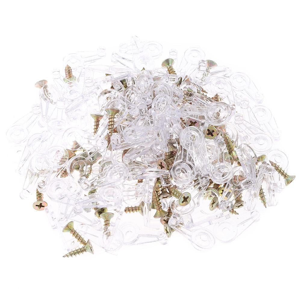Upluckey 100 Pcs Glass Retainer Clips Kit with Screws Transparent Glass Cabinet Clips Glass Panel Retainer Clips Door Panel Clips for Mirror Door