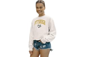 Blue 84 Women's NCAA Officially Licensed Crop Crewneck Sweatshirt Vintage Arch Over White