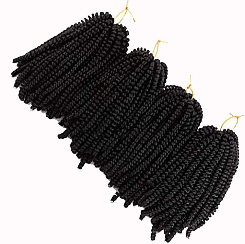 4 pack Spring twist hair 8 inch black Crochet fluffy Twist Hair Synthetic Bomb twist braids Low Temperature Fiber 1B